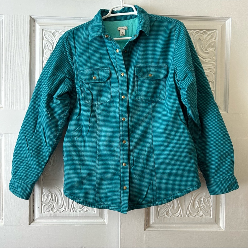 L.L. Bean Flannel Checked Shirt/ Shacket with Quilted Lining - Size Medium